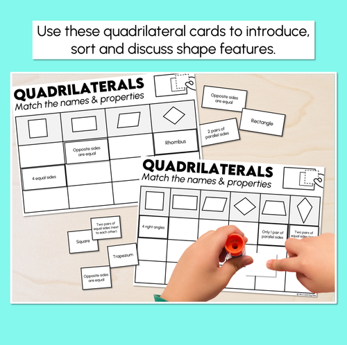 Resource preview 2 for Match the Names & Properties - Quadrilaterals Worksheets