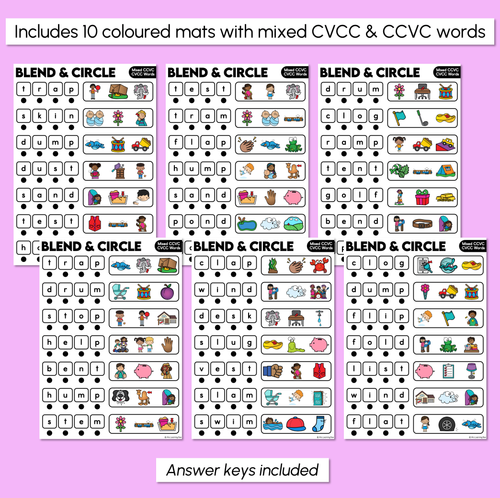 Resource preview 3 for Blend & Circle - Mixed CVCC CCVC Words Blending Mats