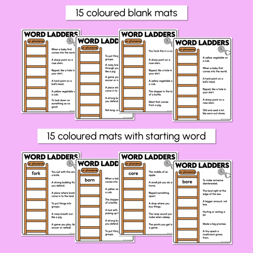 Resource preview 3 for Word Ladders - Find the Clue - R-Controlled OR Words