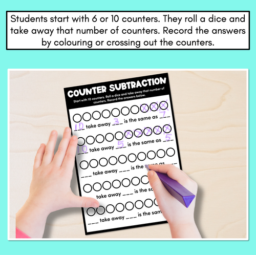 Resource preview 3 for Counters Subtraction Worksheets