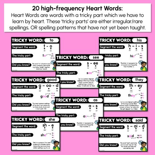 Resource preview 3 for High Frequency Heart Word Posters SET 1 - WORDS WITH TRICKY SPELLINGS