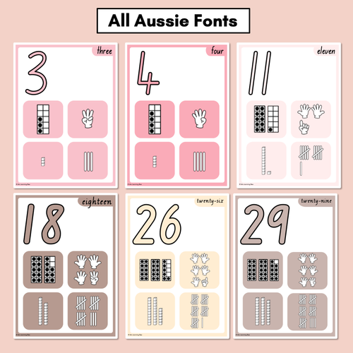 Resource preview 3 for NUMBER POSTERS with ten frames, base ten blocks, tallies & fingers - Neutral Classroom Decor