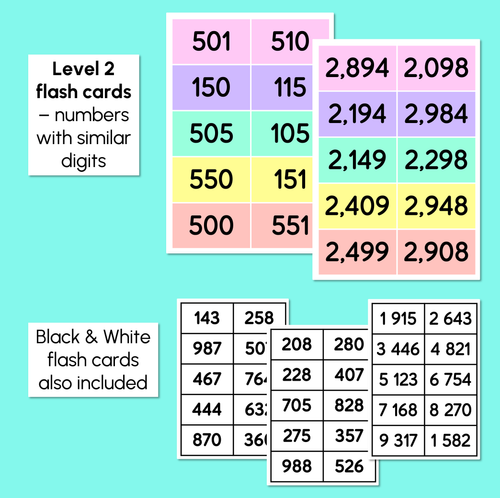 Resource preview 3 for 3-Digit & 4-Digit Numbers Flash Cards