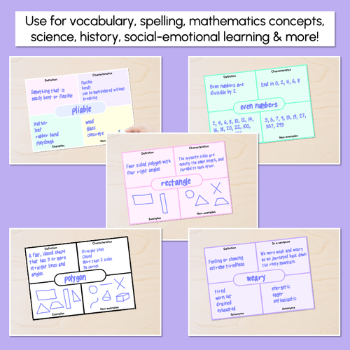 Resource preview 3 for Editable Frayer Model Printable Templates - Rainbow or Black & White