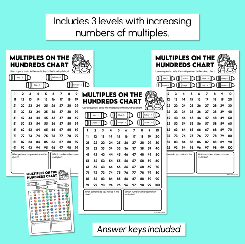 Resource preview 3 for Multiples on the Hundred Chart - Number Pattern Worksheets