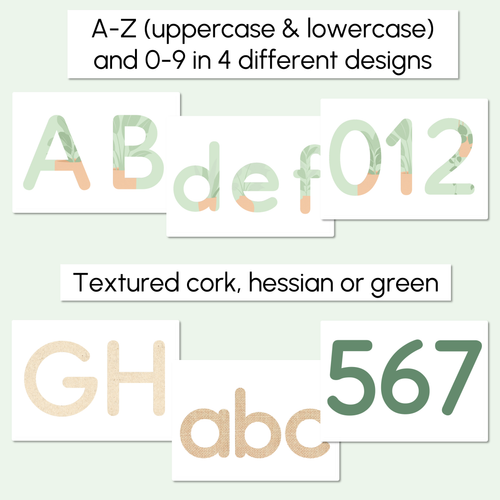 Resource preview 2 for Alphabet & Numbers Bulletin Board Lettering - The Greenhouse Collection - Natural Classroom Decor