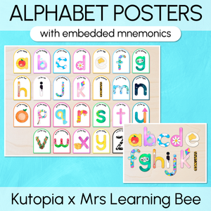 Alphabet Posters with Embedded Mnemonics - Uppercase & Lowercase Letters - The Kutopia Collection