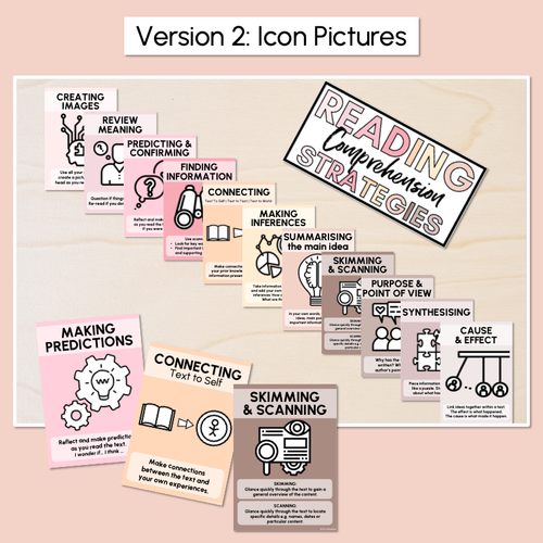 Resource preview 3 for Neutral Reading Comprehension Strategies Posters- Neutral Classroom Decor