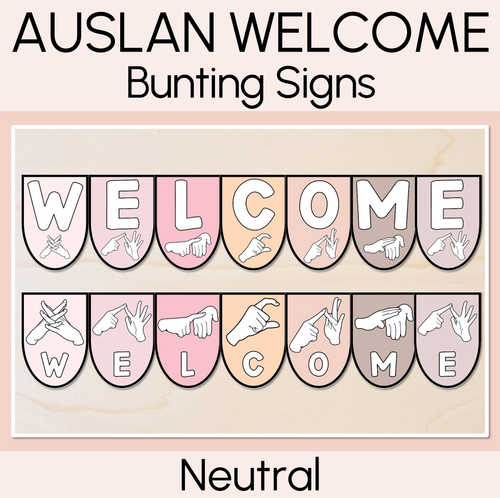 Resource preview 1 for AUSLAN Welcome Bunting Display- Australian Finger Spelling - Neutral Classroom Decor