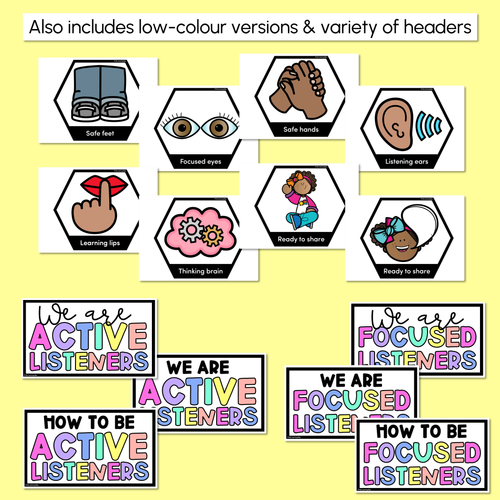Resource preview 3 for Focused/Active Listening Posters - Inclusive Display - Rainbow
