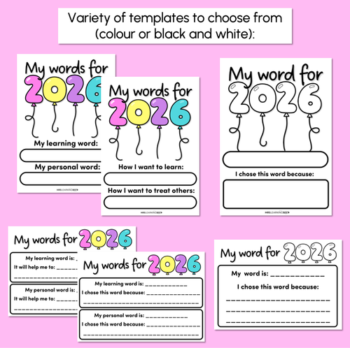 Resource preview 3 for Word of the Year - Student Reflection & Goal Setting Templates