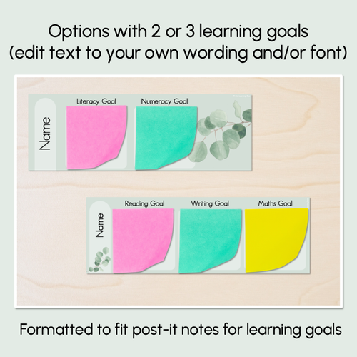 Resource preview 3 for Student Learning Goals - Editable Post-It Goal Mats -  The Eucalyptus Edit - Eucalyptus Classroom Decor