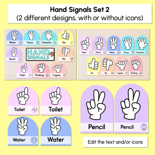 Resource preview 3 for Hand Signals - Editable Rainbow Templates - Instructional Signs