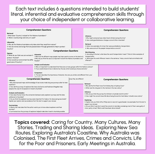 Resource preview 3 for Year 4 Fluency Texts & Comprehension Questions - Australia's History