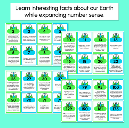 Resource preview 3 for Earth Day Number Facts Cards - Single Digits to Billions