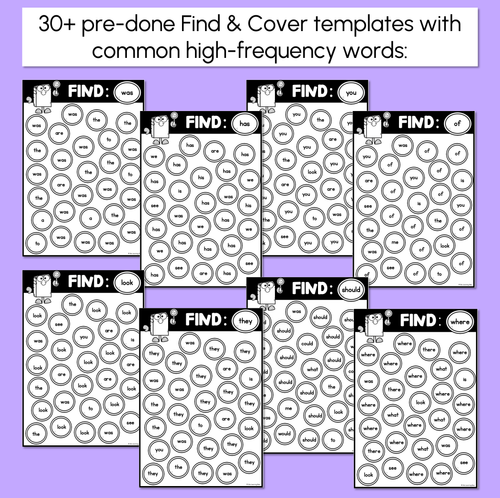 Resource preview 2 for High Frequency Word Worksheets - Find & Colour or Find & Cover