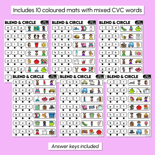Resource preview 3 for Blend & Circle - Mixed CVC Words Blending Mats