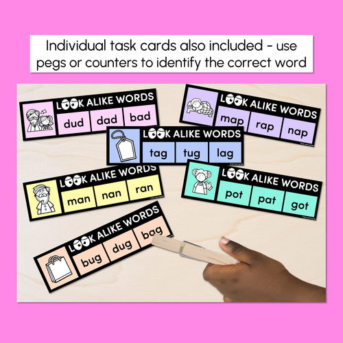 Resource preview 3 for LOOKALIKE WORDS with CVC Words - Short A CVC Words - Task Cards & Printables