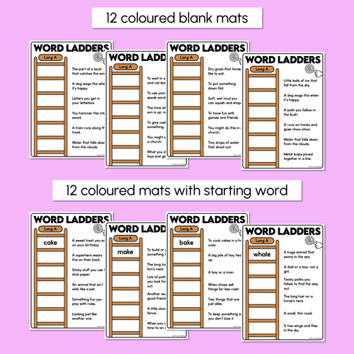 Resource preview 3 for Word Ladders - Find the Clue - Long Vowel A Words