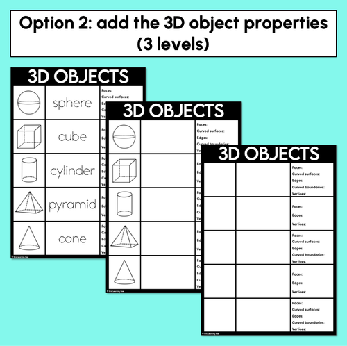 Resource preview 3 for Properties of 3D Objects - Level 1