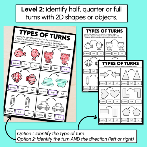 Resource preview 3 for Types of Turns - Half, Quarter and Full Turn Printables