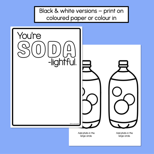 Resource preview 3 for You're SODA-lightful - Pun Craft for Mother's Day or Father's Day