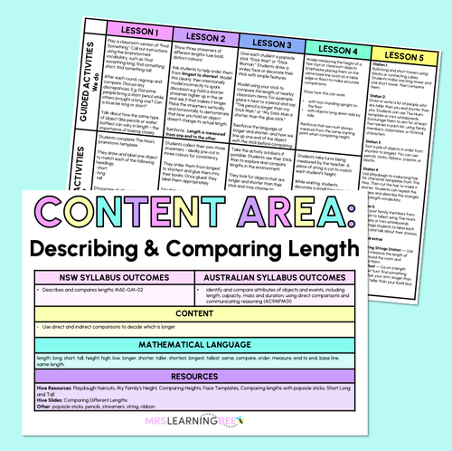 Resource preview 9 for Describing & Comparing Length - Kindergarten/Foundation Unit of Work