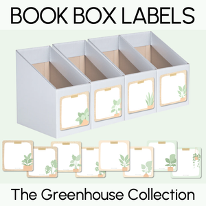 Editable Book Box Labels - The Greenhouse Collection - Natural Classroom Decor