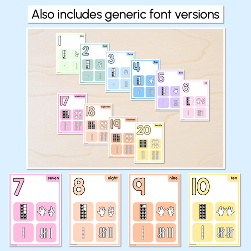 Resource preview 4 for NUMBER POSTERS 1-30 with ten frames, base ten blocks, tallies & fingers - The Brentos Collection