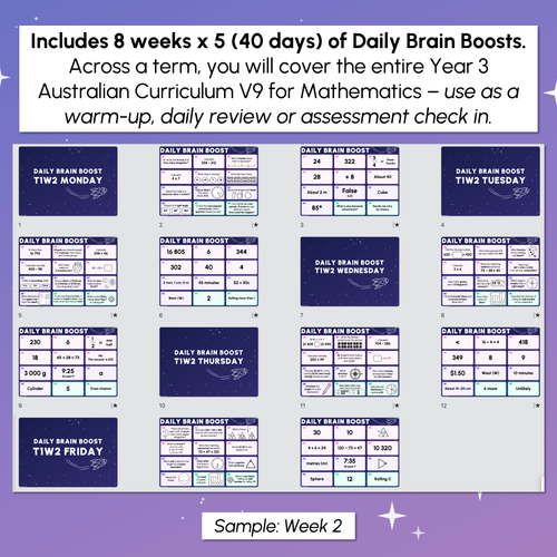 Resource preview 4 for Year 3 Maths Review - Daily Brain Boosts - Set 1