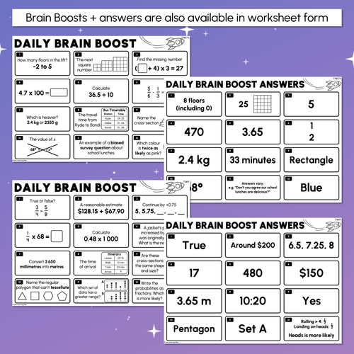 Resource preview 5 for Year 6 Maths Review - Daily Brain Boosts - Sample Set
