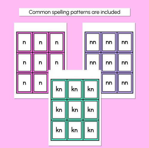 Resource preview 4 for N SOUND BINGO - Ways to spell the /n/ phoneme