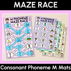 Consonant Phoneme M Words Maze Race - Consonant M Words Mats