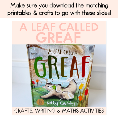 Resource preview 5 for A Leaf Called Greaf Writing, Maths & Design Prompt Editable Slides - Book Week 2025