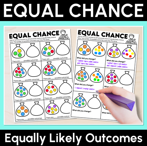Resource preview 1 for Equal Chance - Equally Likely Outcomes Worksheets