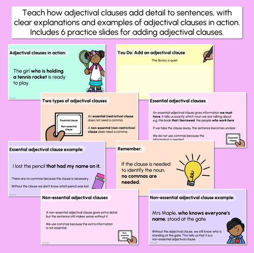 Resource preview 3 for Adjectival Clause Explicit Teaching Slides