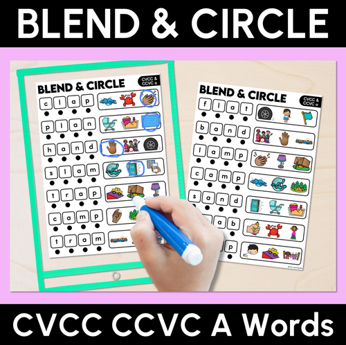 Resource preview 12 for Blend & Circle - CVC CVCC CCVC Words Blending Mats Bundle