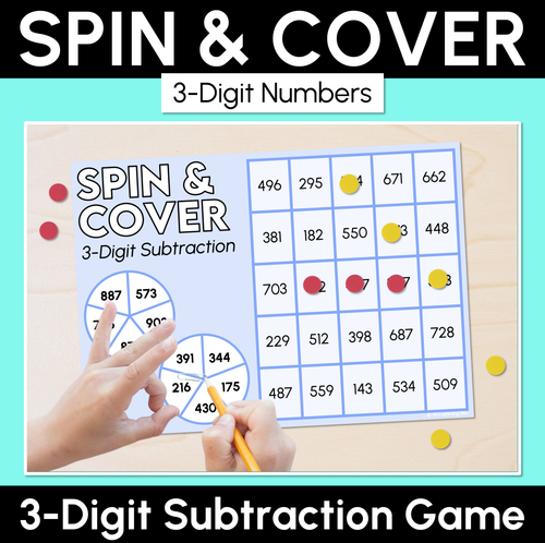 Resource preview 1 for Spin & Cover - 3-Digit Subtraction Game