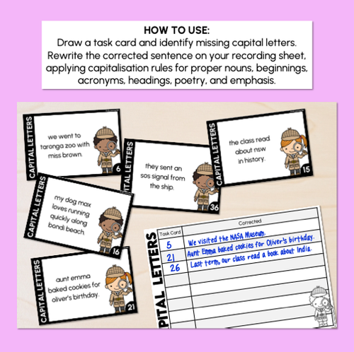 Resource preview 2 for Capital Letters Task Cards