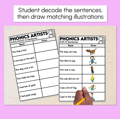 Resource preview 2 for Phonics Artists - CVC CVCC CCVC O Words - Decodable Sentences Activity