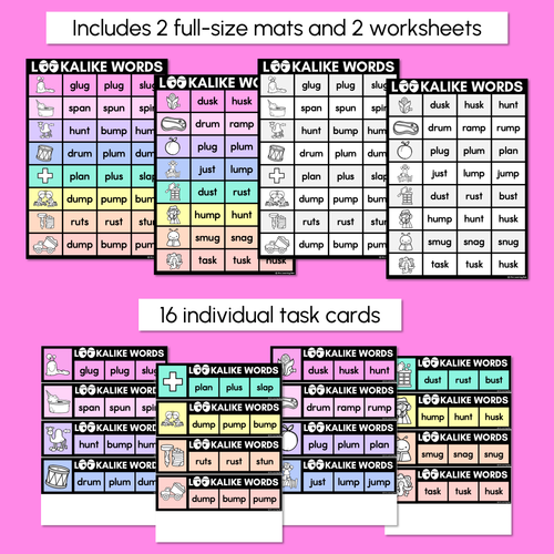 Resource preview 4 for LOOKALIKE WORDS with CVCC CCVC Short U Words - Task Cards & Printables