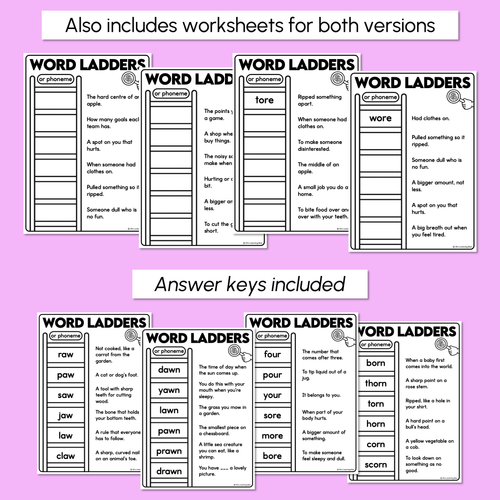 Resource preview 4 for Word Ladders - Find the Clue - R-Controlled OR Words
