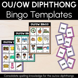 OU / OW SOUND BINGO - Ways to spell the diphthong /ou/ phoneme