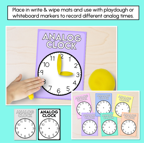 Resource preview 2 for Analog Clock – Playdough or Wipeable Mat