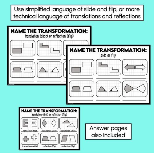 Resource preview 3 for Slides & Flips - Translations & Reflections (Printables)
