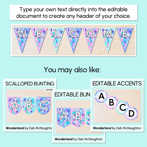 Resource preview 3 for EDITABLE TRIANGLE BUNTING - The Wonderland Collection