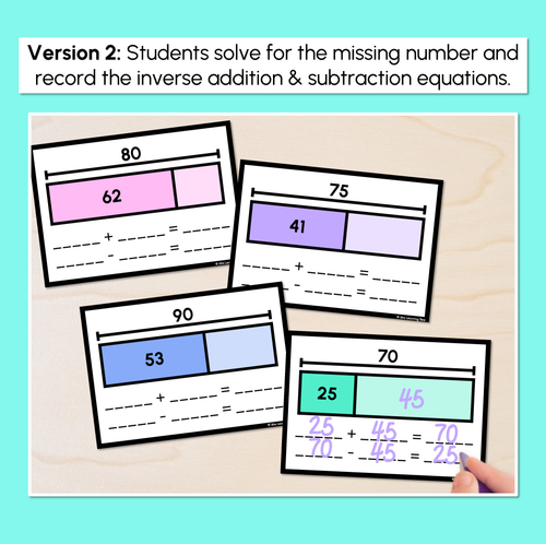 Resource preview 4 for Part-Whole Bar Model Task Cards - 2-Digit & 3-Digit Numbers