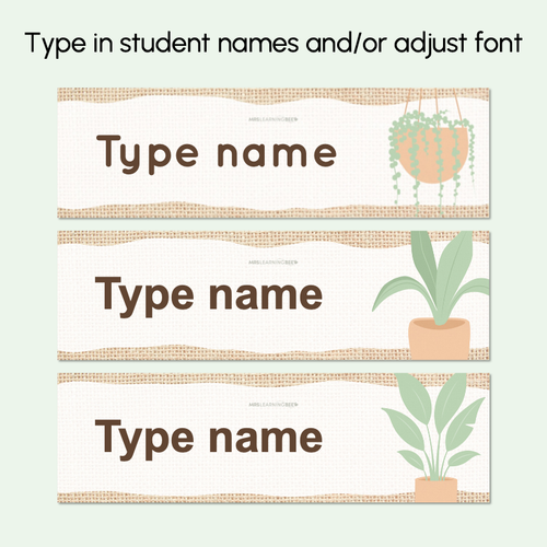 Resource preview 3 for Student Nametags - The Greenhouse Collection - Natural Classroom Decor