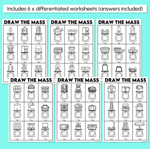 Resource preview 3 for Draw the Mass - Recording Mass Using A Scale Worksheets