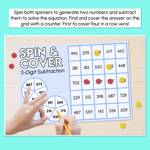 Resource preview 2 for Spin & Cover - 3-Digit Subtraction Game